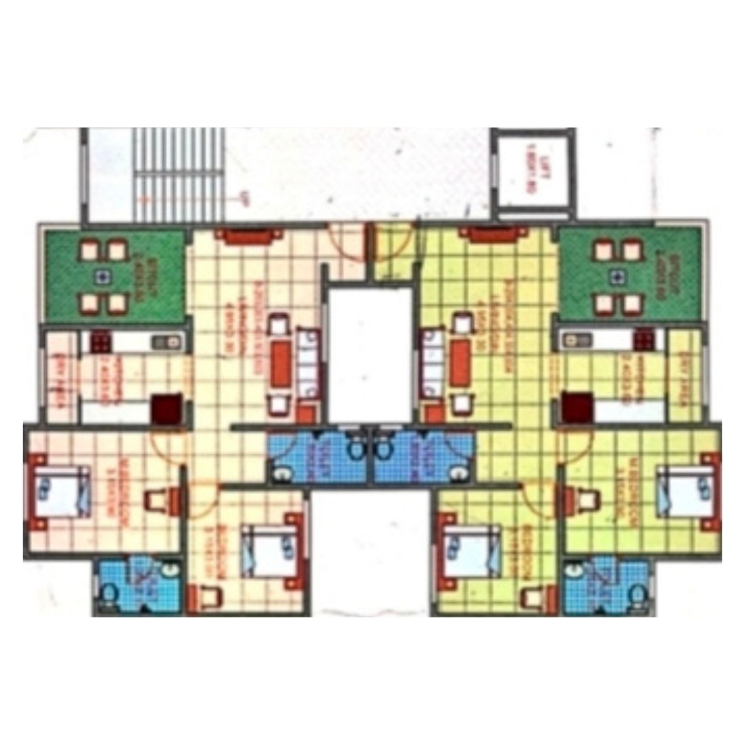 720 sq.ft. 2 BHK floor plan in Moshi featuring a spacious living room, bedrooms, kitchen, and balcony